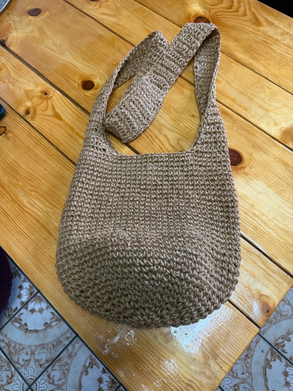 Vintage Tan Woven Crossbody Bag